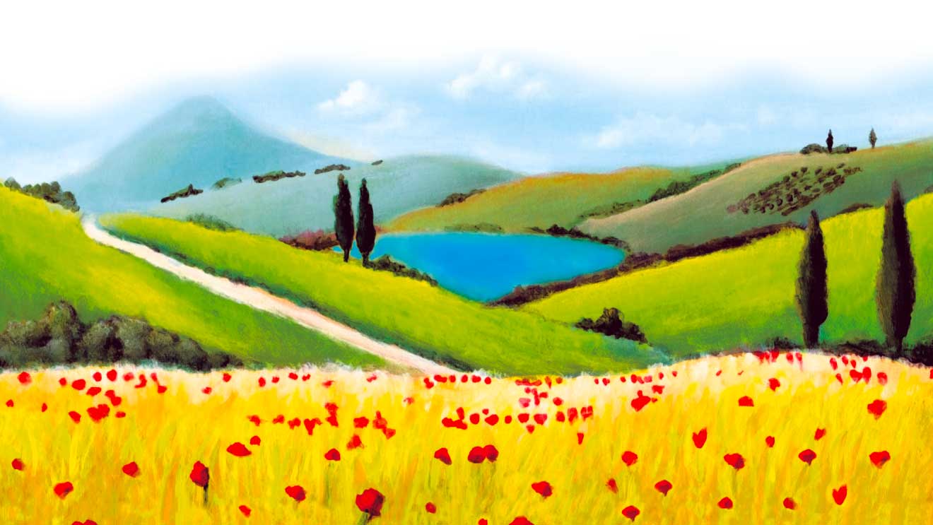 Acquarello Campagna Toscana